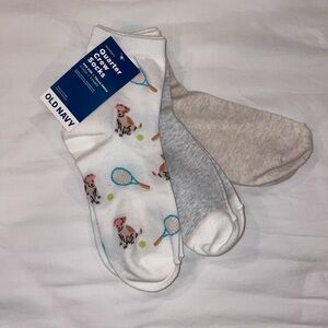 NWT!! Old Navy Quarter Crew Pickle Ball Tennis with Puppy Socks - 3 Pack